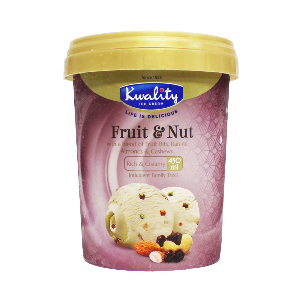 Kwality Fruit & Nut Ice Cream 450ml Frozen Foods Bazaar Foods